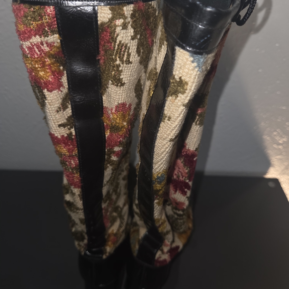 Vintage 60s Floral Lace-Up Women's Boots - Picture 7 of 8